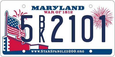 MD license plate 5BK2101