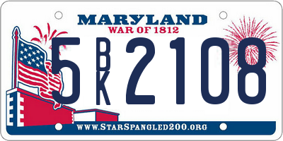 MD license plate 5BK2108