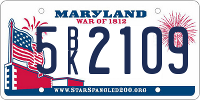 MD license plate 5BK2109
