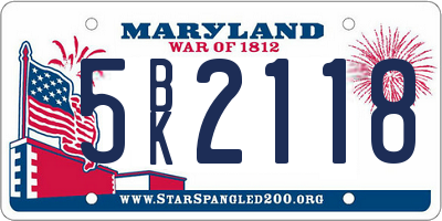 MD license plate 5BK2118