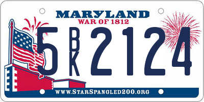 MD license plate 5BK2124