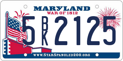 MD license plate 5BK2125