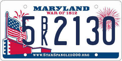 MD license plate 5BK2130