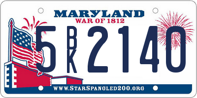 MD license plate 5BK2140