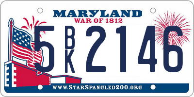 MD license plate 5BK2146