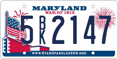 MD license plate 5BK2147