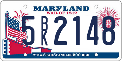 MD license plate 5BK2148