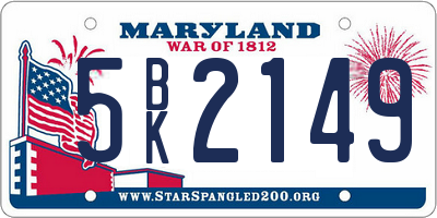 MD license plate 5BK2149