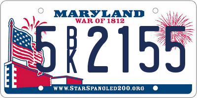 MD license plate 5BK2155