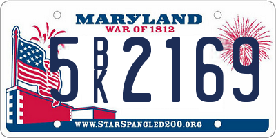 MD license plate 5BK2169