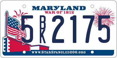 MD license plate 5BK2175