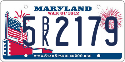 MD license plate 5BK2179
