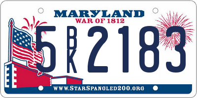 MD license plate 5BK2183