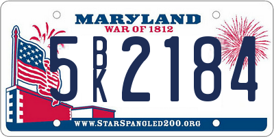 MD license plate 5BK2184