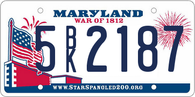 MD license plate 5BK2187