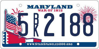 MD license plate 5BK2188
