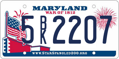 MD license plate 5BK2207