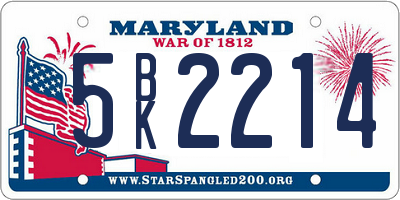 MD license plate 5BK2214