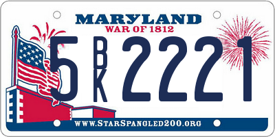 MD license plate 5BK2221