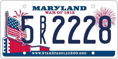 MD license plate 5BK2228