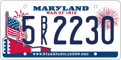MD license plate 5BK2230