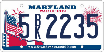 MD license plate 5BK2235