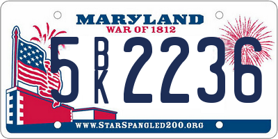 MD license plate 5BK2236