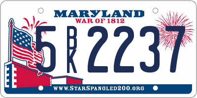 MD license plate 5BK2237