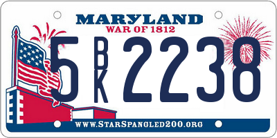 MD license plate 5BK2238