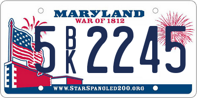 MD license plate 5BK2245