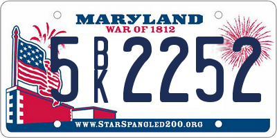 MD license plate 5BK2252