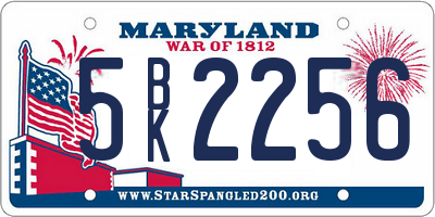 MD license plate 5BK2256