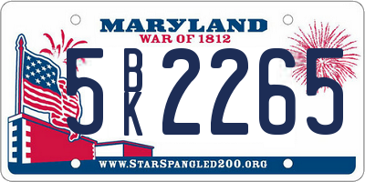 MD license plate 5BK2265