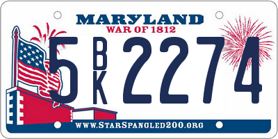MD license plate 5BK2274