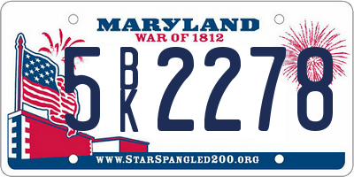 MD license plate 5BK2278