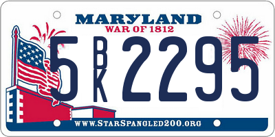 MD license plate 5BK2295