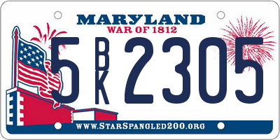 MD license plate 5BK2305