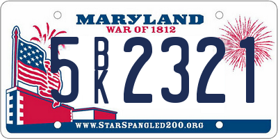 MD license plate 5BK2321