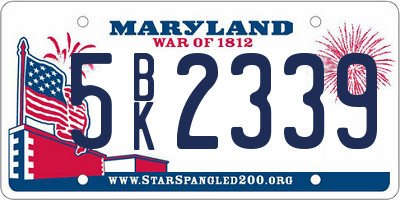MD license plate 5BK2339