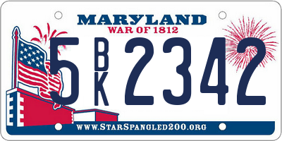 MD license plate 5BK2342