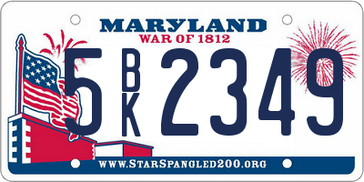 MD license plate 5BK2349