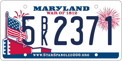 MD license plate 5BK2371