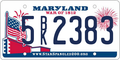 MD license plate 5BK2383