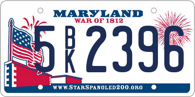 MD license plate 5BK2396