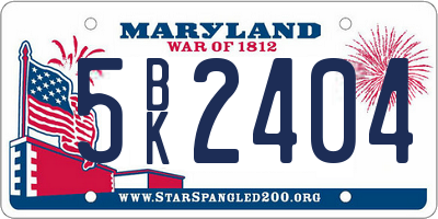 MD license plate 5BK2404