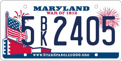 MD license plate 5BK2405
