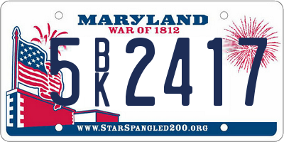 MD license plate 5BK2417
