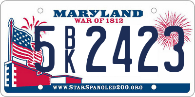 MD license plate 5BK2423