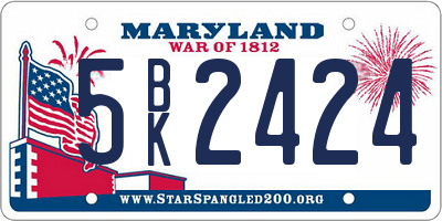 MD license plate 5BK2424