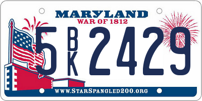 MD license plate 5BK2429